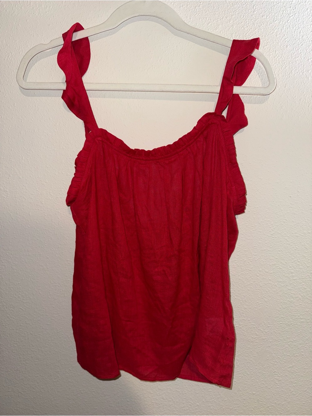 PAIGE Red Ruffle-Strap Tank Top